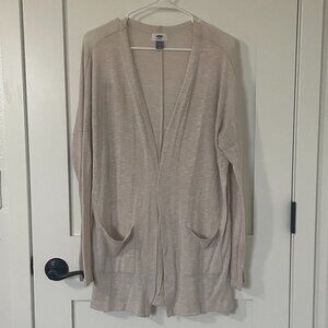 Old Navy Cardigan, long line, light sweater, Medium, stone color